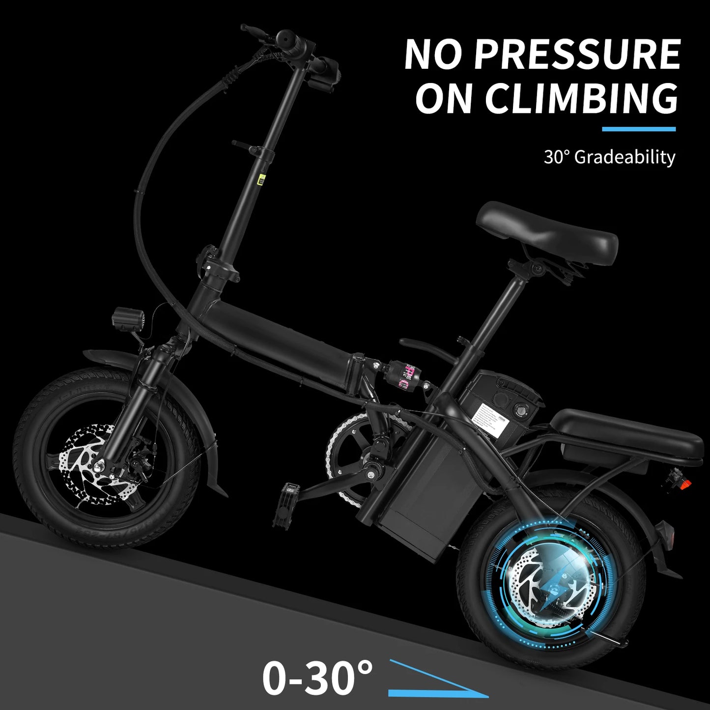 400W dual disc brake adult foldable electric bicycle with seat and basket 14 inches 48V 10.4Ah 22 mile range 20MPH