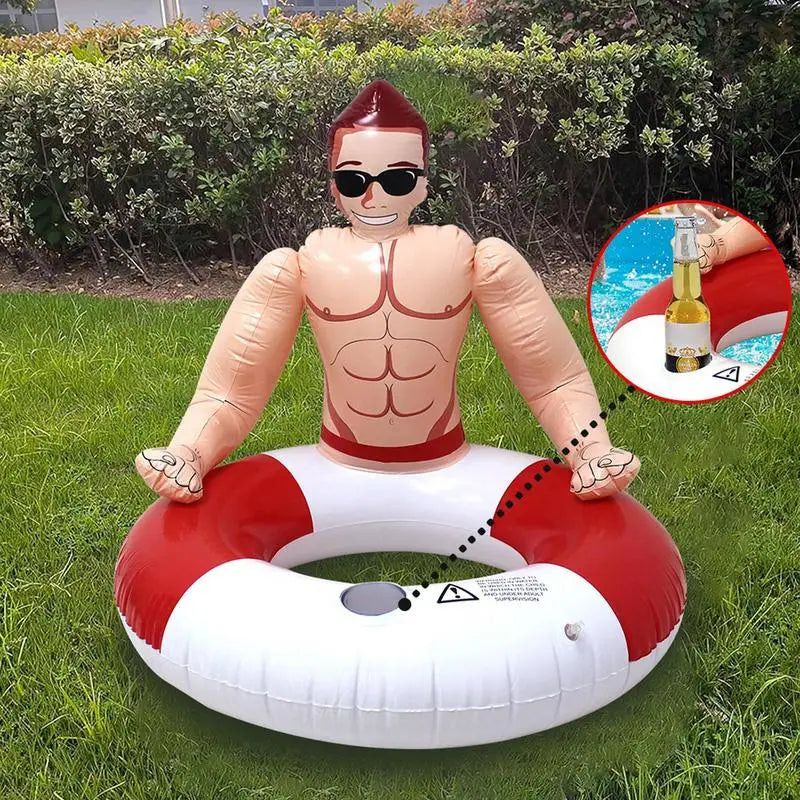 Adult Swimming Circles Pool Muscle Man Inflatable Swimming With Cup HolderRing Inflatable Pool Rings Swim Tubes Pool Party