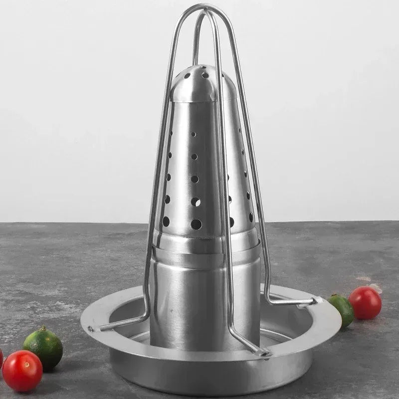 Stainlness Steel Removable Roasting Grill Stand Outdoor BBQ Tool Chicken Roaster Rack Non-stick Grilled Chicken Plate Party