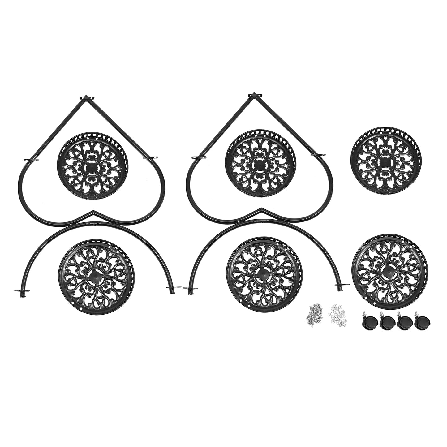 Heart Shape Flower Pot Stand Metal Plant Rack Floor Garden Flower Stand With Wheels 4 Tier Flower Pot Stand Display Rack