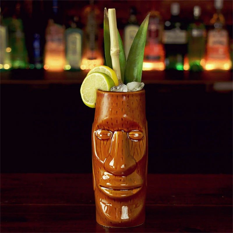 500ml Hawaii Tiki Mugs Cocktail Cup Beer Beverage Mug Wine Mug Ceramic Easter Islander Tiki Mugs Barware