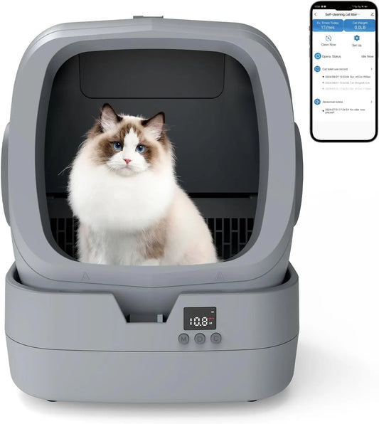 Automatic Self-Cleaning Cat Litter Box with App Control, Weight Monitoring, Ultra-Quiet for Medium Cats - Quick and EZ Shop