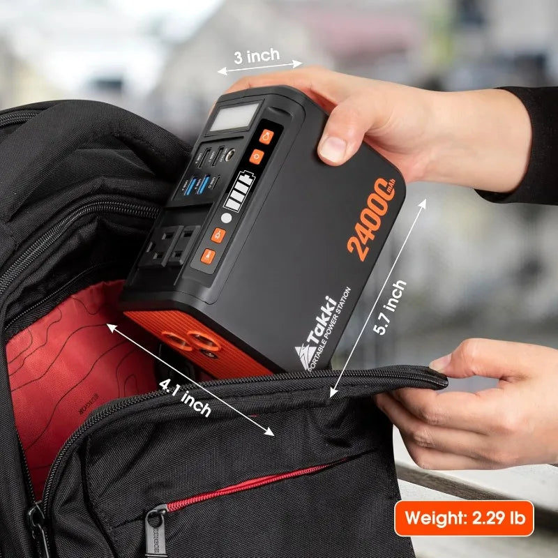 Power Station 88Wh, Solar Generator Power Bank with 110V AC DC USB Ports LED Flashlight for Camping Home Emergency