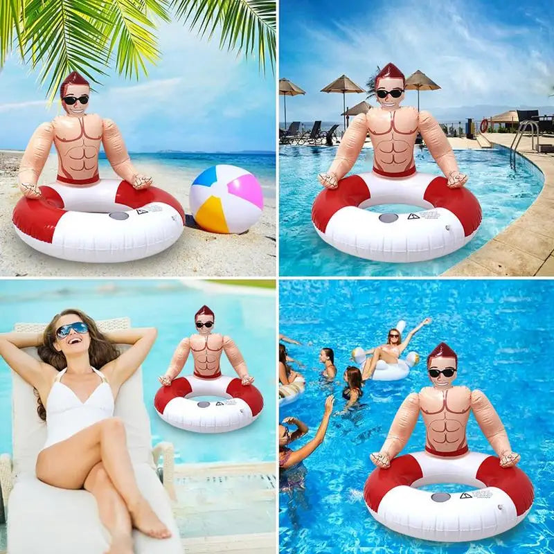 Adult Swimming Circles Pool Muscle Man Inflatable Swimming With Cup HolderRing Inflatable Pool Rings Swim Tubes Pool Party
