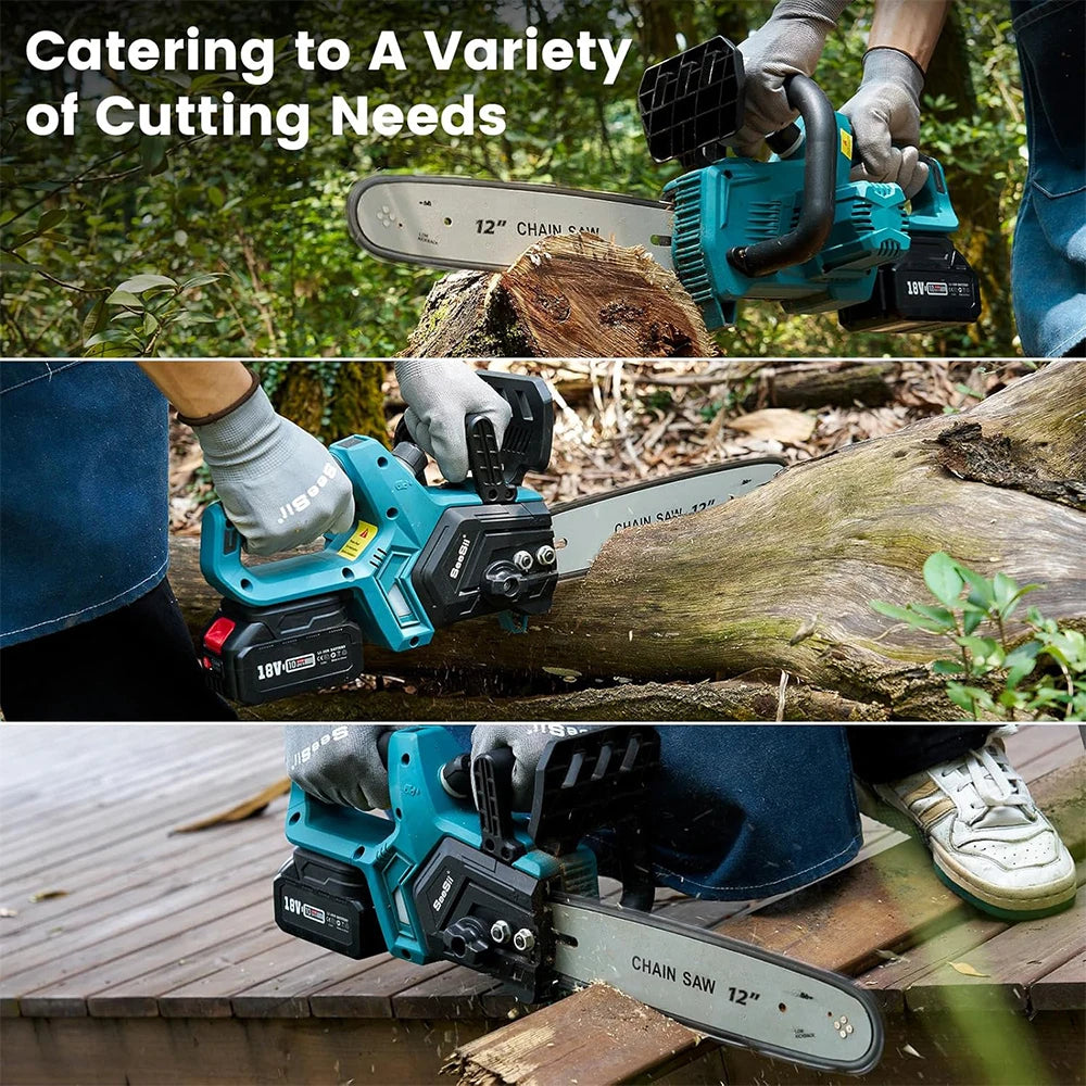 SEESII 12-Inch Brushless Electric Chainsaw For Makita Battery Cordless Chain Saw Firewood Tree Cutting Garden Pruning Power Tool