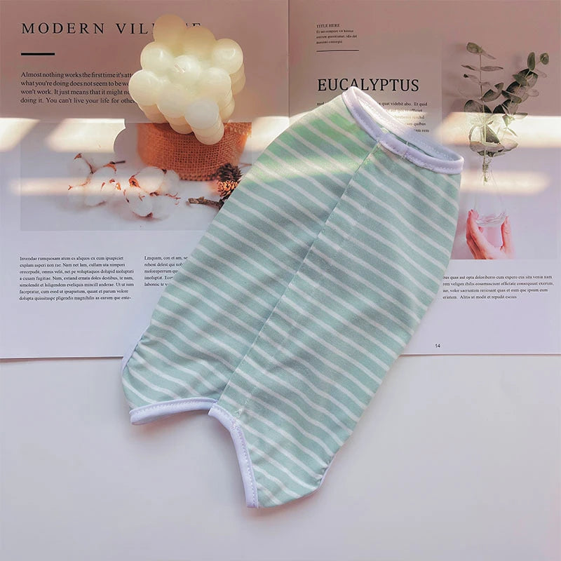 Breathable Pets Striped Overalls For Dogs Tie Dyeing Cat Clothing Sterilization Animal Suit All Season Dog Postoperative Clothes