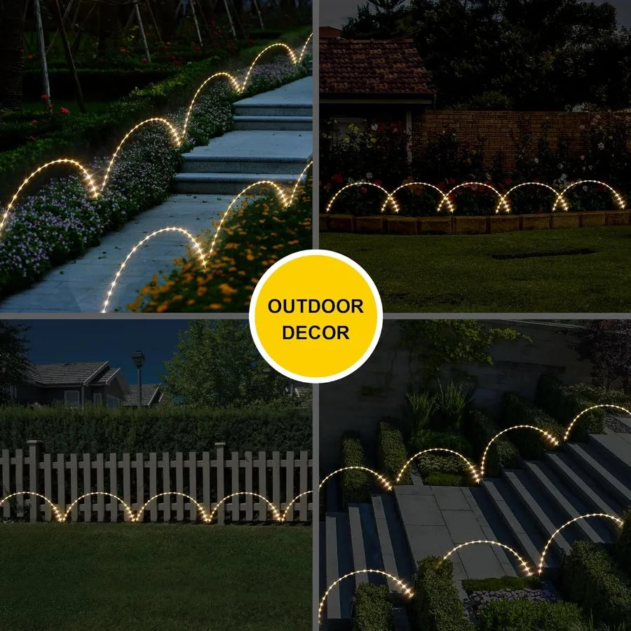 Solar Pathway Lights Outdoor Waterproof String Light Outdoor 5 in 1 120 LED Solar Garden Light with 8 Modes Christmas Lights fo