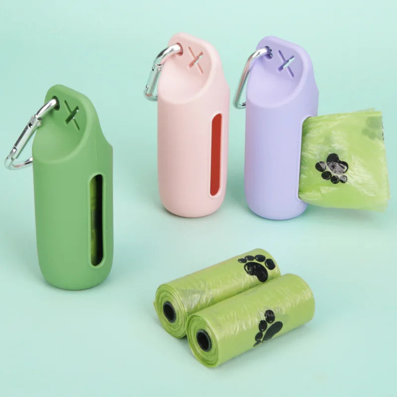 Portable Dog Poop Bag Case Toilet Bag Garbage Bin Sofe Silicone Pet Garbage Bag Dispenser Dog Poop Bag Storage Device With Hook - Quick and EZ Shop