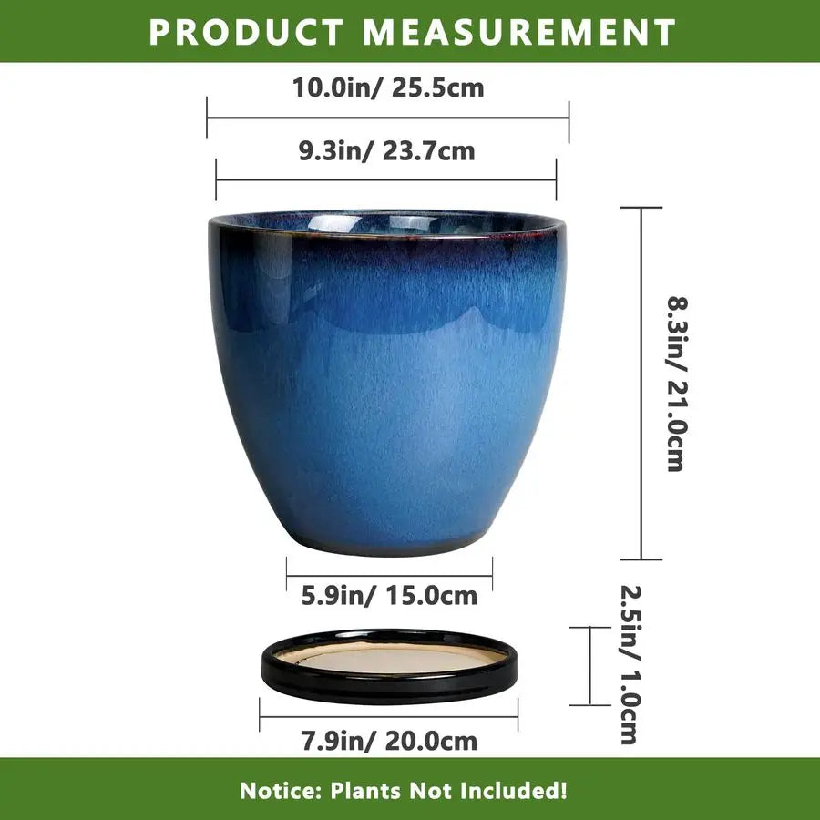 Ceramic Pots for Plants 10 Inch Planter for Indoor Ourdoor Plants Modern Large Flower Pot with Drainage Hole and Saucer Room Hom - Quick and EZ Shop