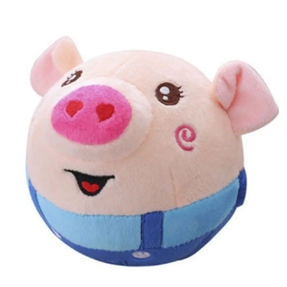 Cartoon Pig Active Moving Pet Plush Toy USB Rechargeable Interactive Dog Toys Talking Moving Dog Ball Toy
