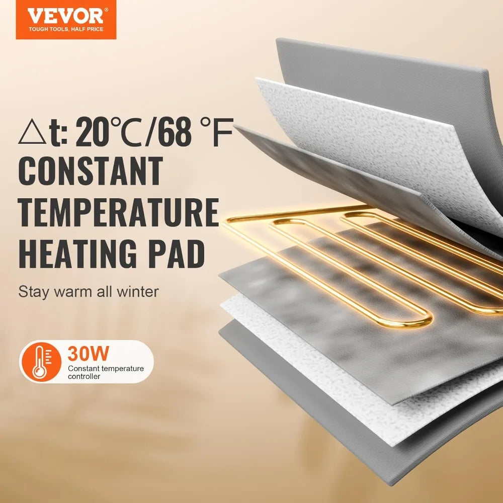 Elevated Heated Cat House, Cuboid Kitty Shelter, 900D Oxford Cloth Foldable Cat Shelter with Heated Pad for Winter to Stay Warm