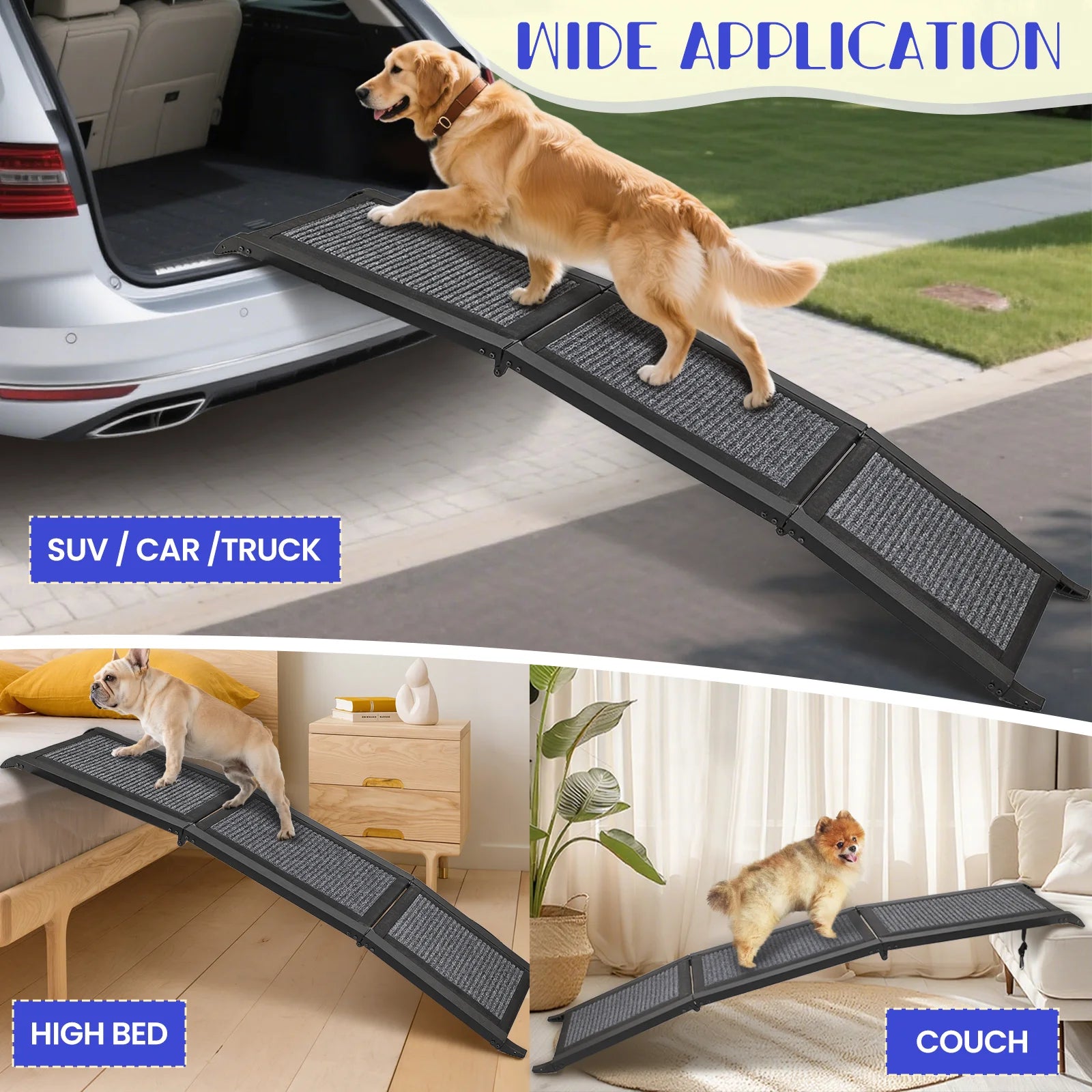 Folding Dog Ramp For Car, Pet Ramps For Large Dogs With Non-Slip Rug Surface Portable Dog Car Ramp For SUV Car & Truck, Outdoor - Quick and EZ Shop