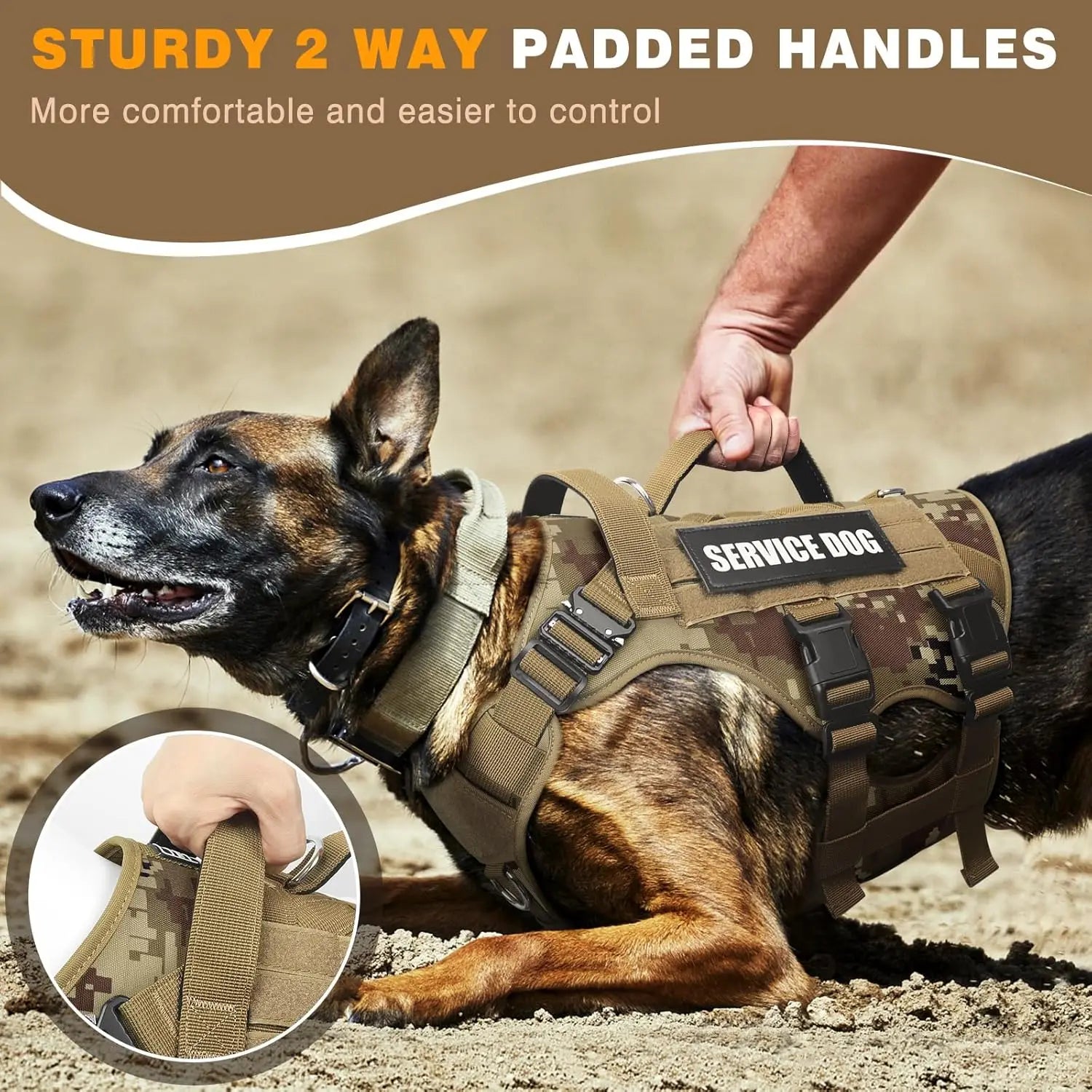 Service Dog Vest Harnfor Medium Dog, Tactical Working MOLLE Vest with 10 Pet Patches, No Pull Heavy - Quick and EZ Shop