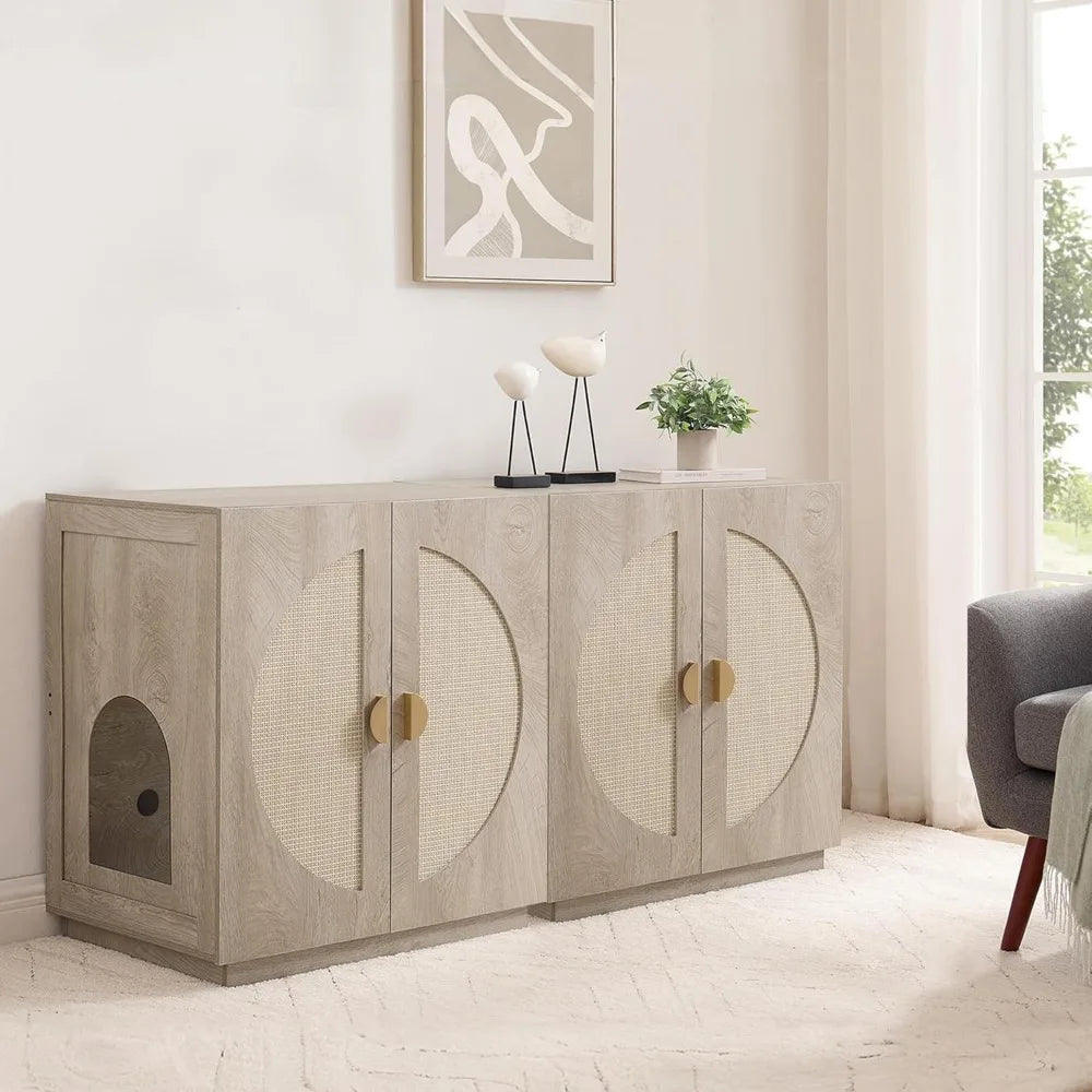 Elevated Cat Litter Box Enclosure with Storage Shelves, Concealed Design for Tall or Top-Entry Litter Boxes, Secure Kitty Litter