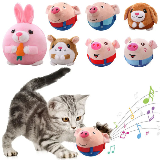 Cartoon Pig Active Moving Pet Plush Toy USB Rechargeable Interactive Dog Toys Talking Moving Dog Ball Toy
