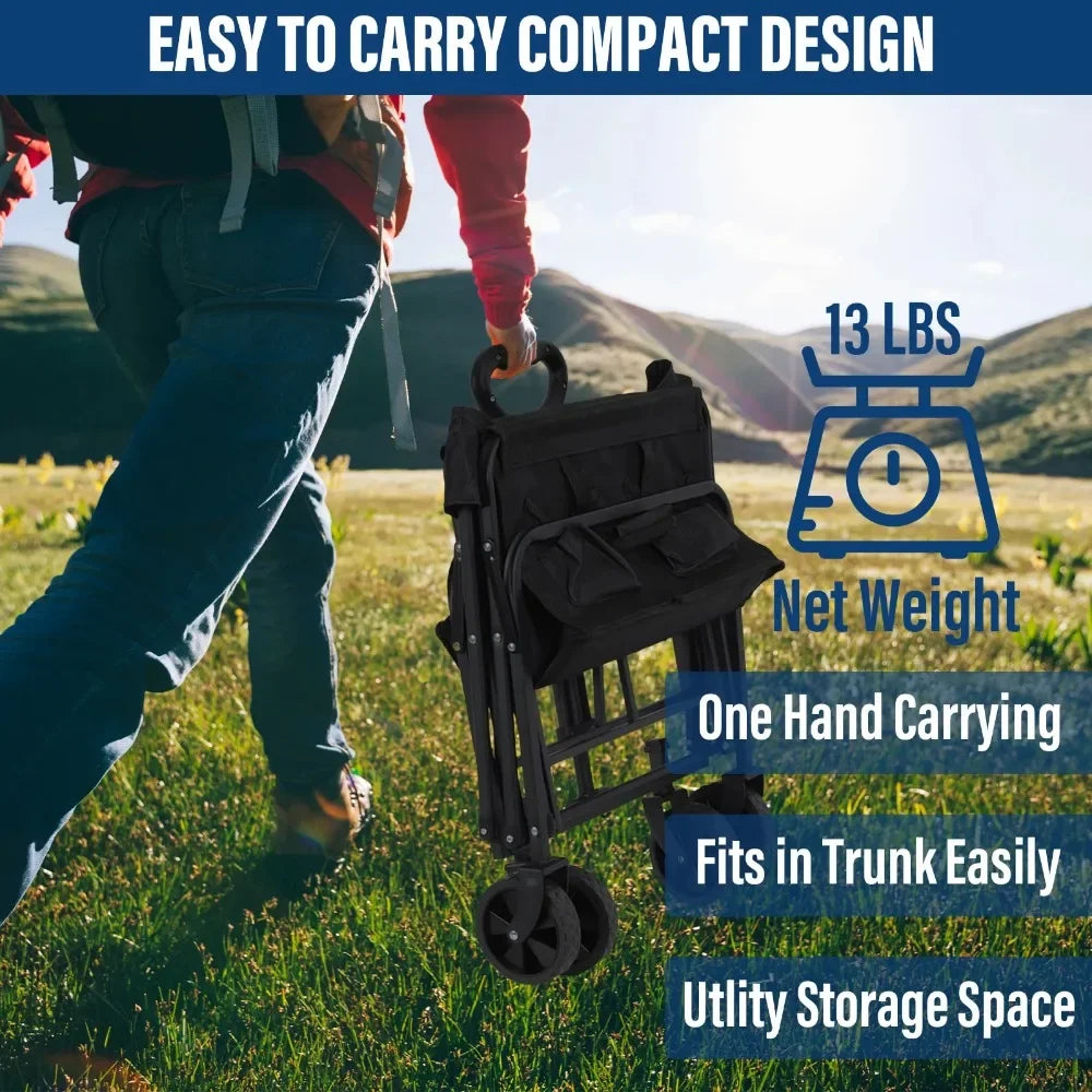 Outdoor Camping Handcart with Foldable Wheels: Portable Cargo Transport for Hiking, Camping, and Adventures – One-Hand Operation