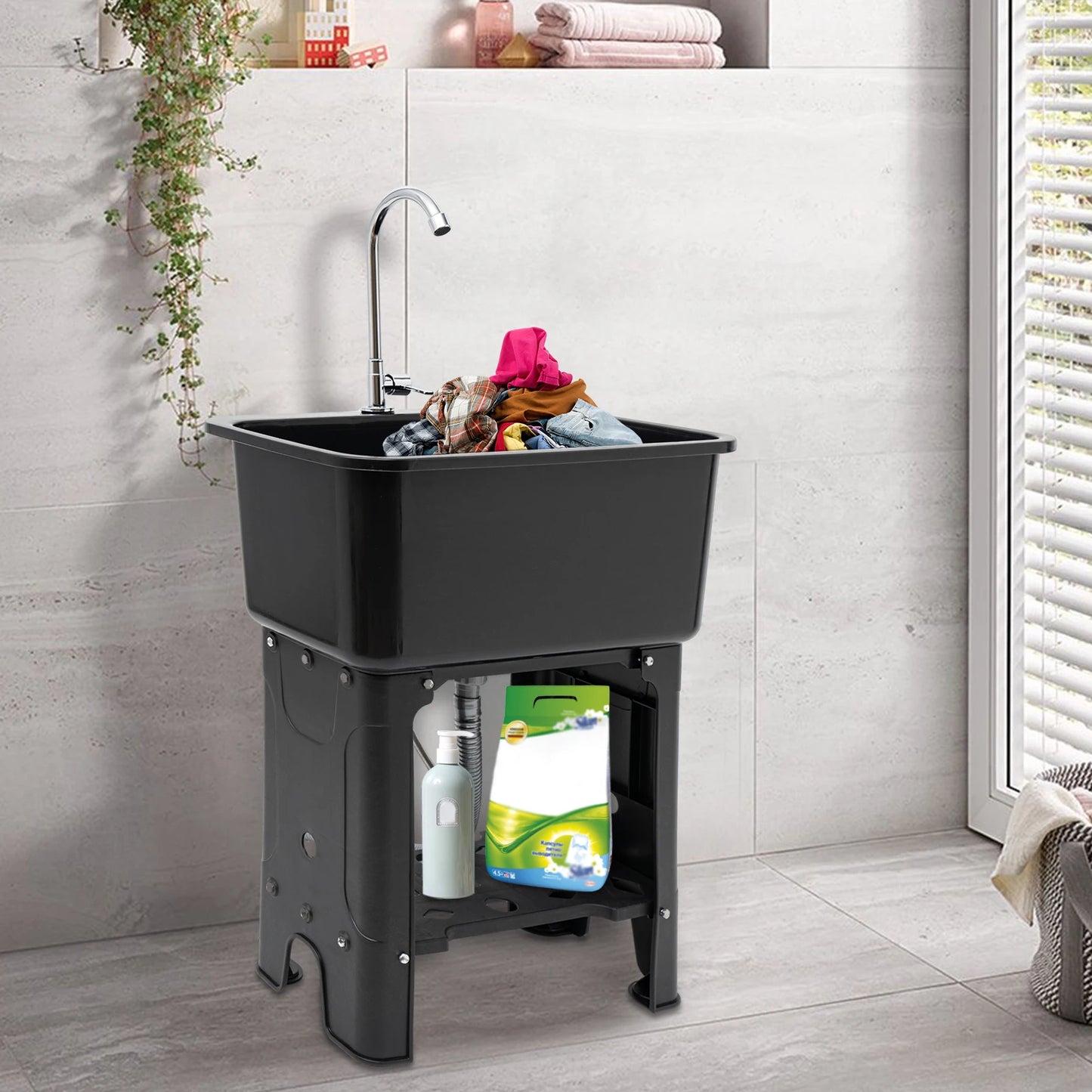 Utility Sink Laundry Tub Plastic Freestanding Washing Room Basement Garage Utility Sink Utility Sink Laundry Faucet Washboard