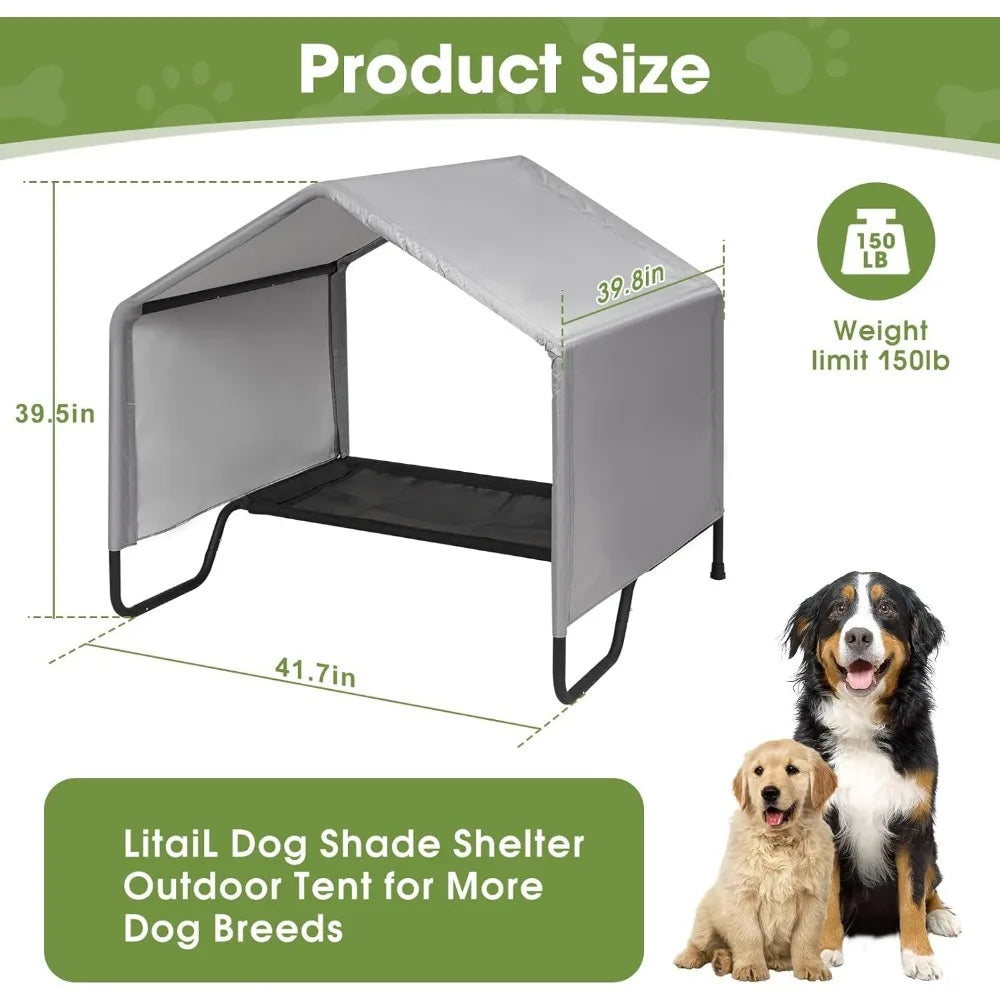 Outdoor Dog Bed with Canopy, Dog Shade Shlter for Outside for Small Medium Large Dogs, Waterproof Sun Protection Dogs House with