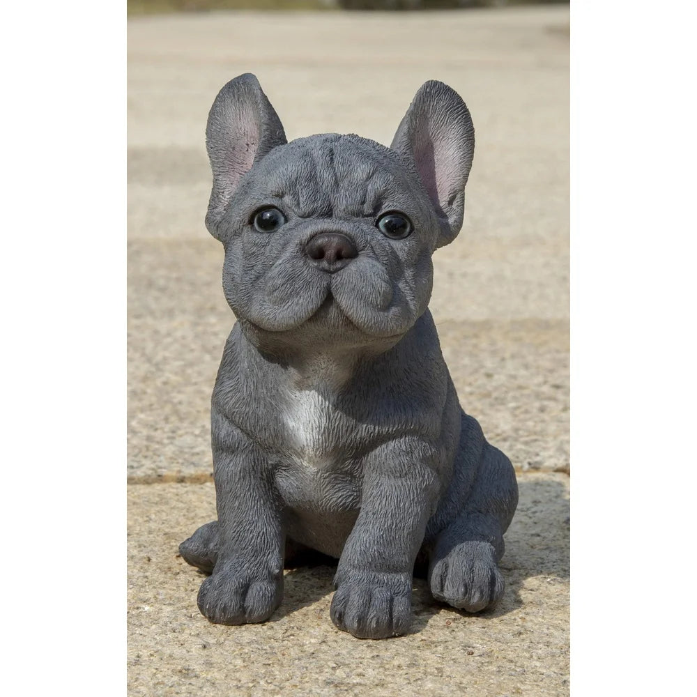 Realistic Blue French Bulldog Puppy Statue Durable Polyresin Garden Decor Adorable Figurine Gift Dog Lovers Indoor Outdoor Use