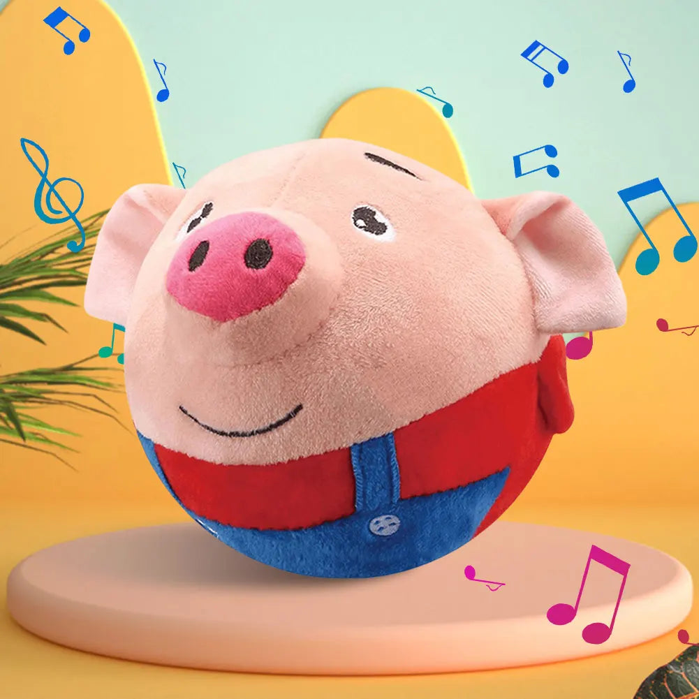 Cartoon Pig Active Moving Pet Plush Toy USB Rechargeable Interactive Dog Toys Talking Moving Dog Ball Toy