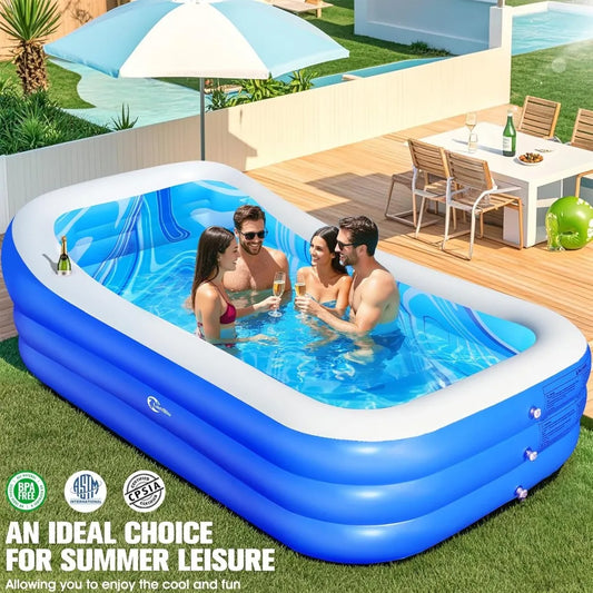Inflatable swimming pool, large and thickened inflatable swimming pool, inflatable backyard swimming pool