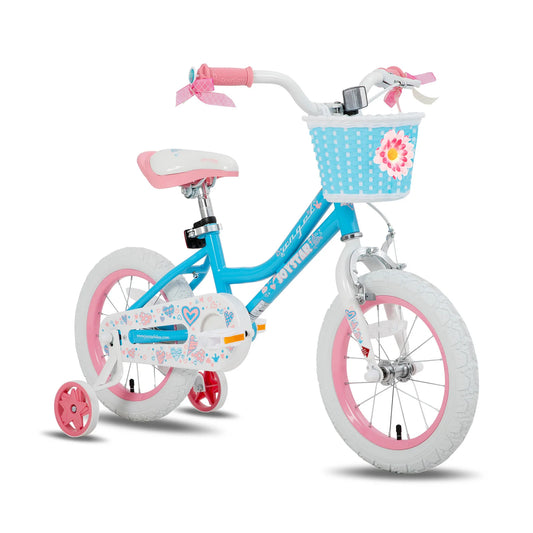 JOYSTAR Angel Girls Bike for Toddlers and Ages 2-9 Years Old,Kids Bike with Training Wheels & Basket with Handbrake & Kickstand