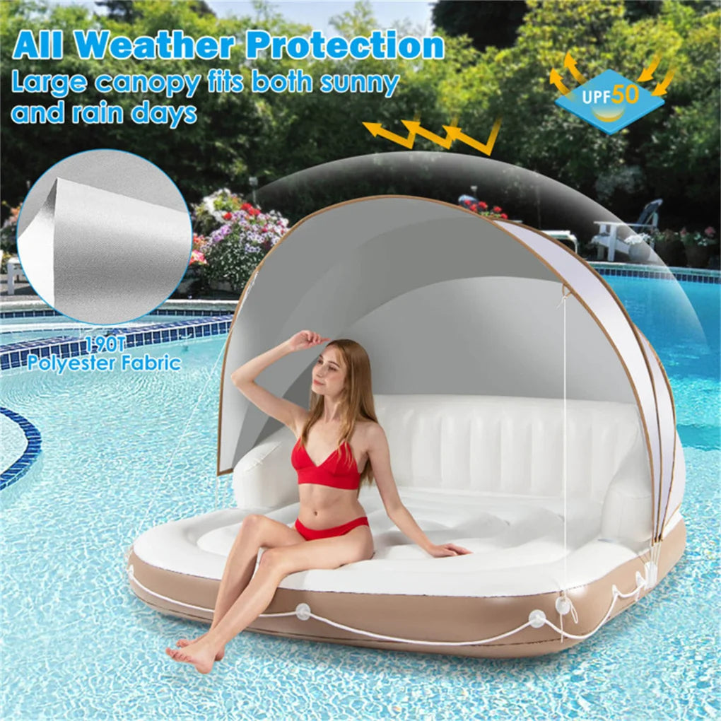 Water Floating Platform 2-person Floating Bed Inflatable Tent Swimming Air Cushion Bed Large Floating Pad