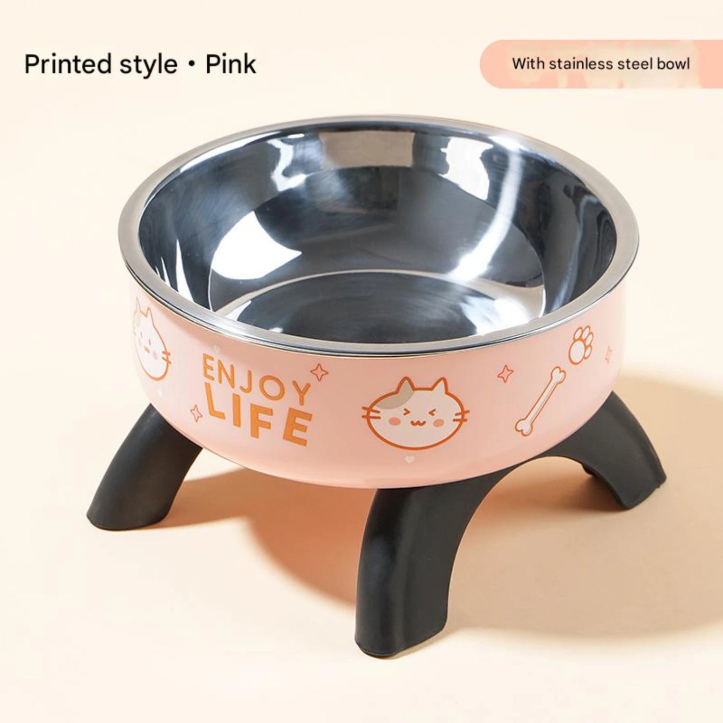Non-Slip Elevated Pet Bowl for Puppies & Kittens, Anti-Tip Stainless Steel Dish with Neck Support, Ergonomic Design