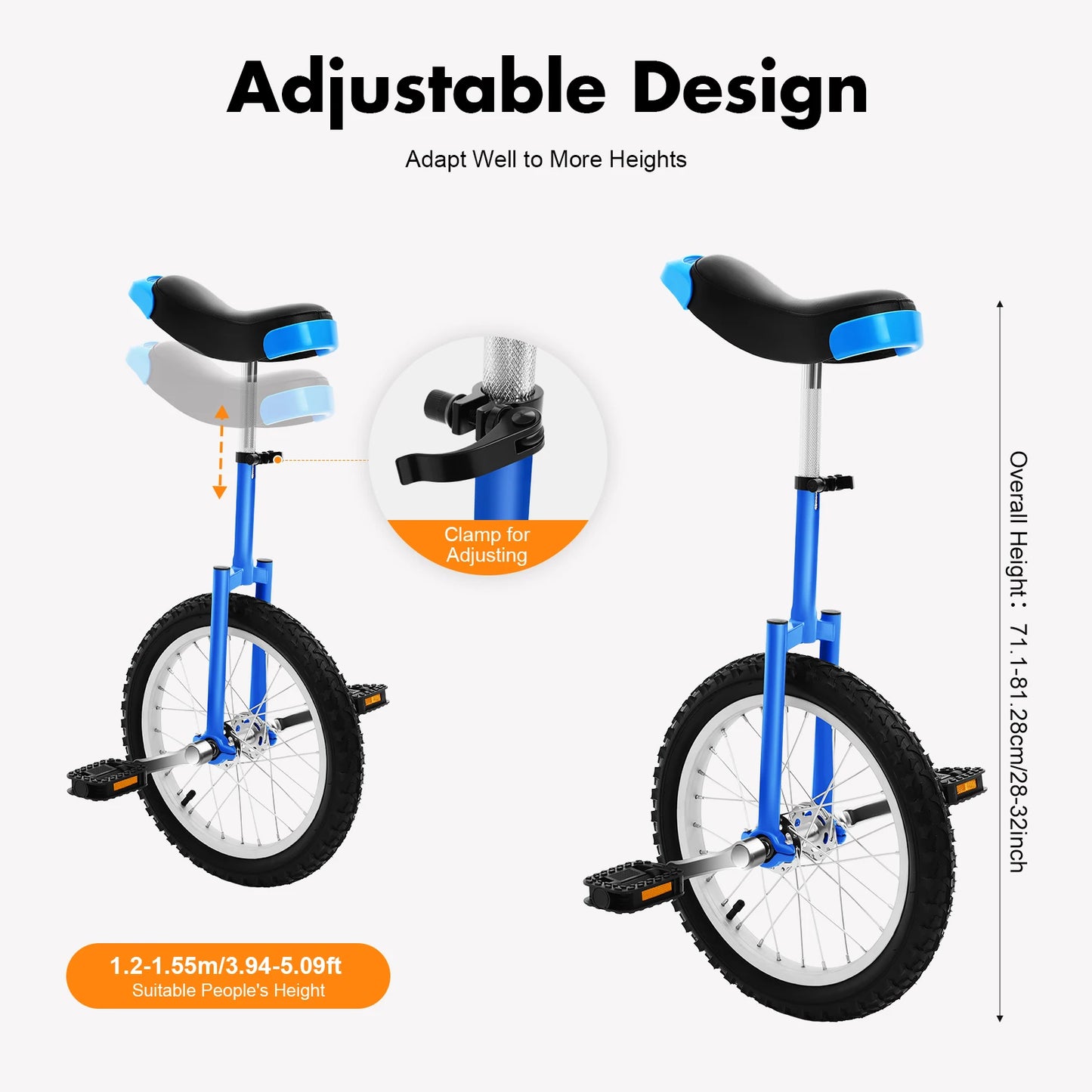 Outdoor Wheel Unicycle, Height Adjustable Unicycle for Children and Adults, Outdoor Sport, One Wheel Bike, Balance Exercise Bike