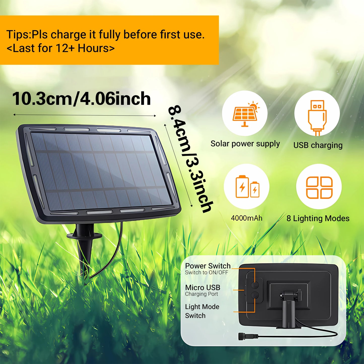 100ft   Solar Outdoor String Lights, Waterproof Patio Lights with Remote, 50 LED Bulbs, 8 Lighting Modes, for Yard Outside