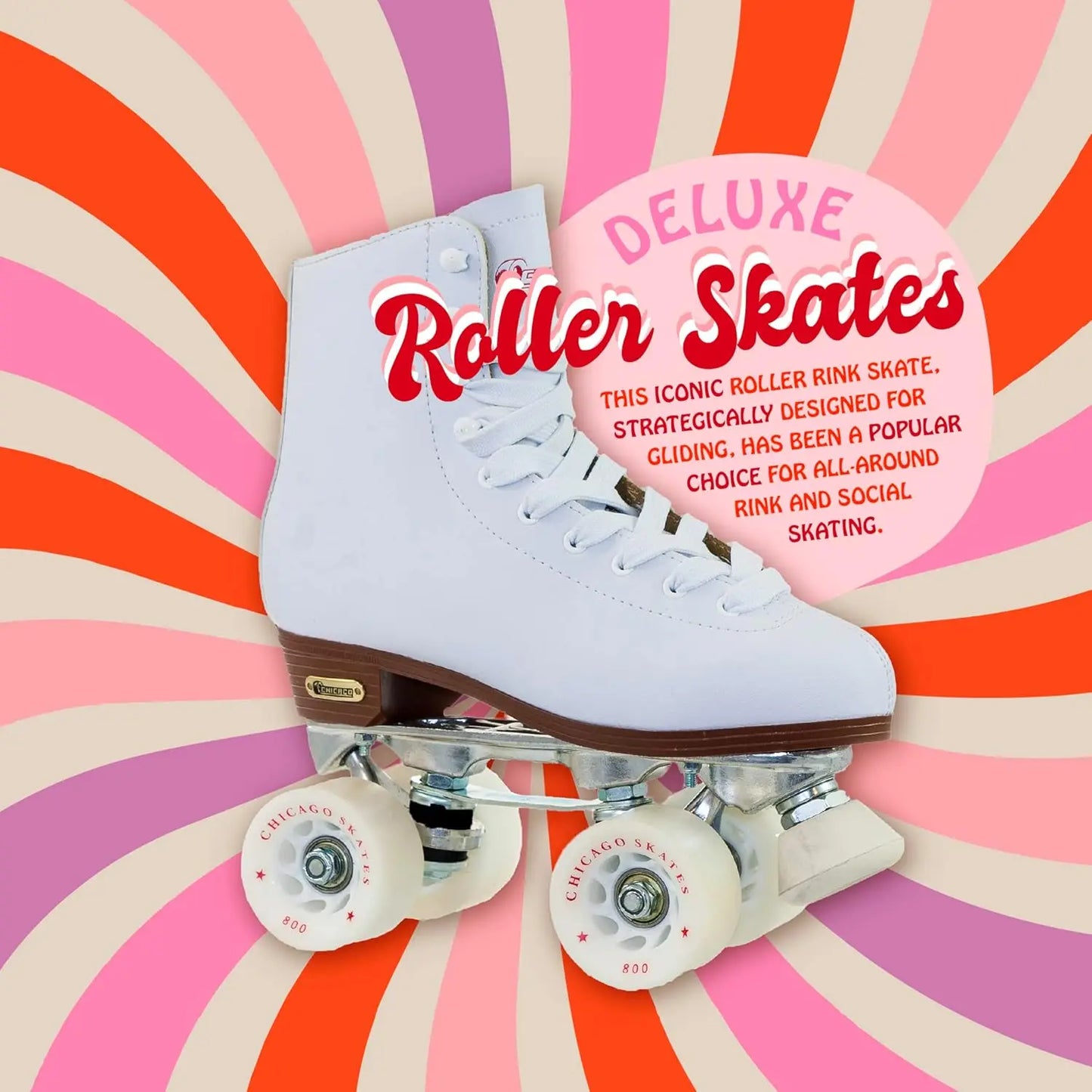 Skates Deluxe Leather Lined Rink Skate Ladies and Girls COMFORT FIT Urethane High Impact Oversized Wheels