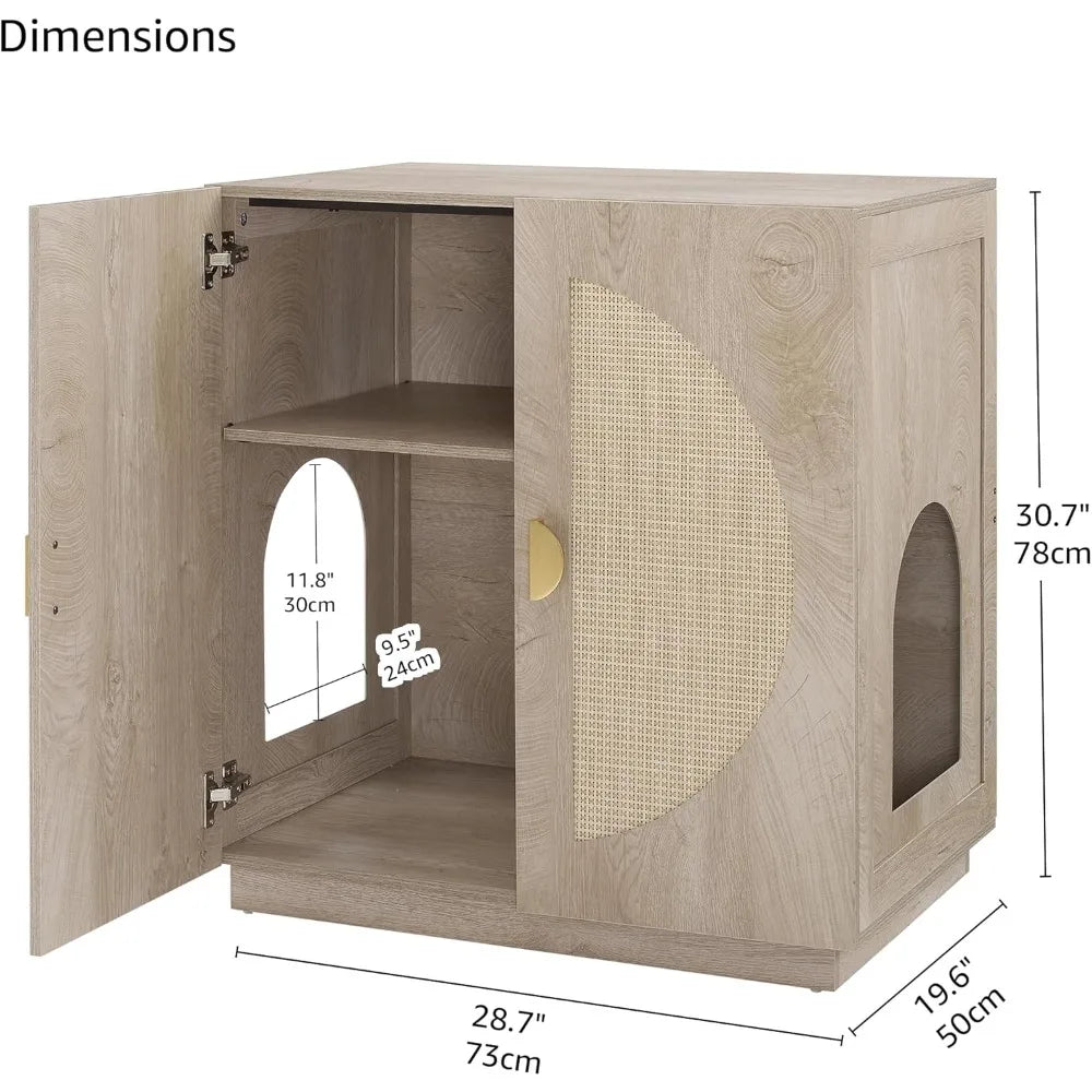 Elevated Cat Litter Box Enclosure with Storage Shelves, Concealed Design for Tall or Top-Entry Litter Boxes, Secure Kitty Litter
