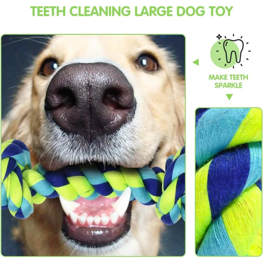 Large Tough Chew Toys for Aggressive Chewers Large Breed Heavy Duty Dental Rope Toys Kit for Medium Dogs 5 Knots Indestructible