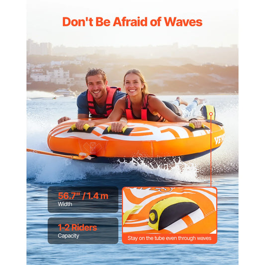 SucceBuy 1-2Riders Towable Tubes for Boating Inflatable Towable Tube for Boat to Pull 340lbs Boat Tubes with Fin for Water Sport