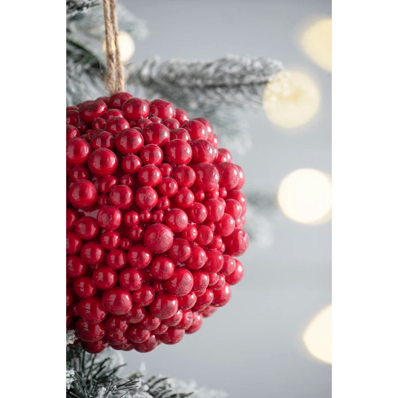 6.5x6.5 Red Berry Ball Ornament, Decorative Hanging Ball Christmas Tree Ornaments for Holiday Party Decorations, Set of 3