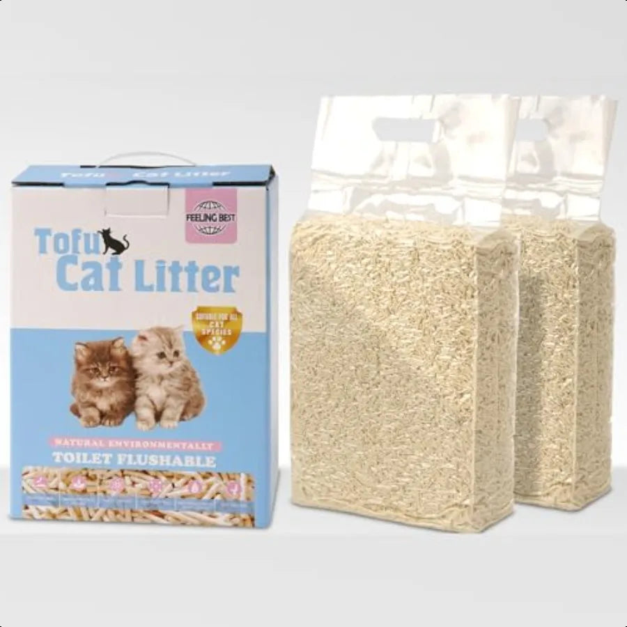 Tofu Cat Litter 11.2LB 5.6lb×2bag Clumping 100 Natrual Raw Materials Clumping Flushable Ultra Absorbent and Fast Drying Solubil